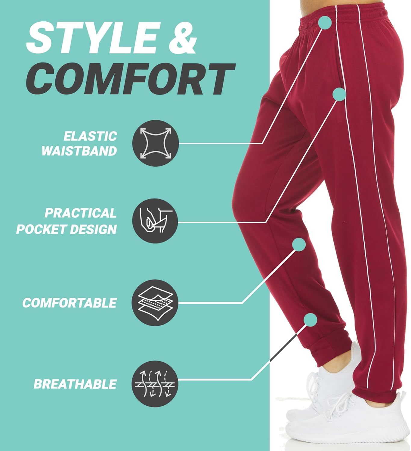 DARESAY Mens 3 Pack Dry Fit Fleece Athletic Workout Jogger Sweatpants for Men with Pockets and Drawstring Size S-3XL - Image 6