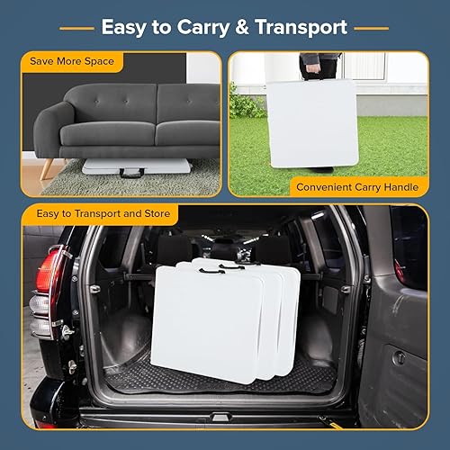 Miniatura 7 de Mesa de camping plegable de 4 pies, mesa de picnic de plástico, plegable y portátil para fiestas, comedor, picnic, boda, oficina, color blanco