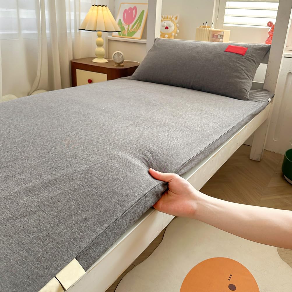Beige,90x190cm, 100% Cotton Futon Floor Mattress Cover with Zipper Traditional Japanese Floor Mattress Futon Cover Dustproof Mattress Protector Futon Slipcover for Bedroom Dormitory