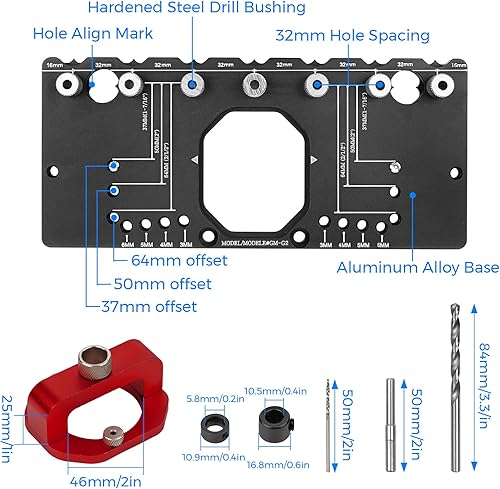 Miniatura 2 de Twotrees - Plantilla de bisagra oculta de 1.378 in, plantilla de bisagra de gabinete de aleación de aluminio, plantilla de hardware de gabinete