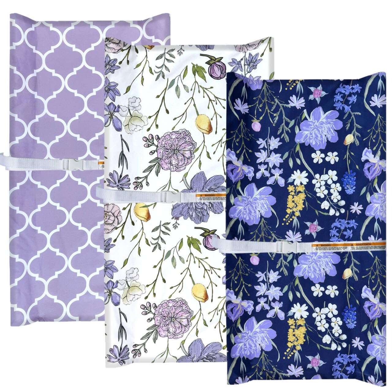 AMROSE 3 Pack Changing Pad Covers, 32" x 16" Ultra Soft Microfiber Diaper Change Table Sheets for Baby Girls, Violet