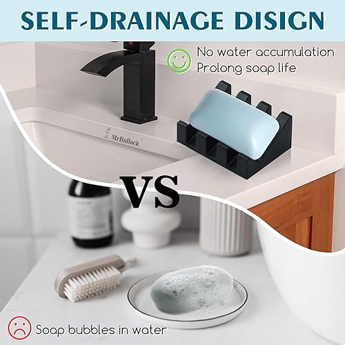 Miniatura 2 de Jabonera de silicona para jabón en barra, soporte para jabón para ducha y baño, bandeja autodrenante en cascada para secado, mantiene las pastillas