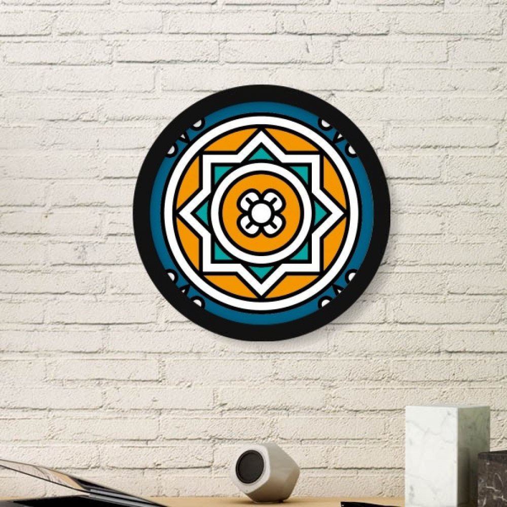 Motif géométrie Maroc cadre photo rond en bois noir pour embellir votre salon