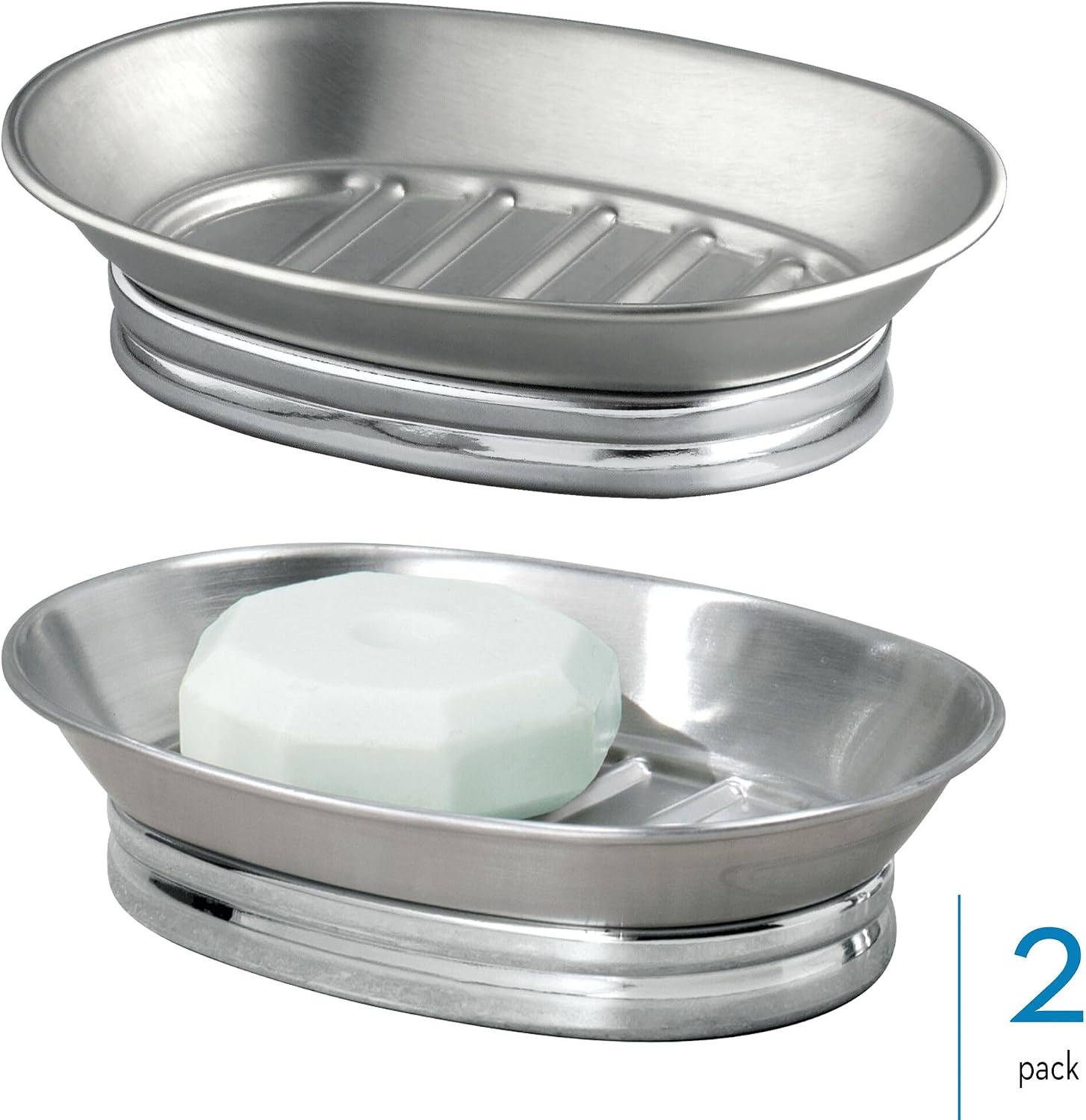 iDesign Soap Dish for Bathroom Sink, Set of 2, Split Finish image 2