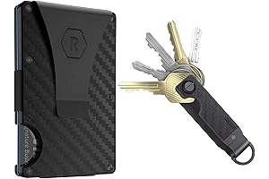 Secure Essentials Bundle: Minimalist RFID-Blocking Slim Ridge Wallet and Key Organizer Set (Carbon Fiber)