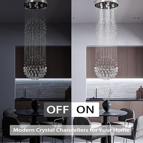 Miniatura 10 de Finktonglan Lámpara de araña de globo negro, lámpara de araña de 5 luces, montaje empotrado con cadena ajustable, lámpara colgante de esfera