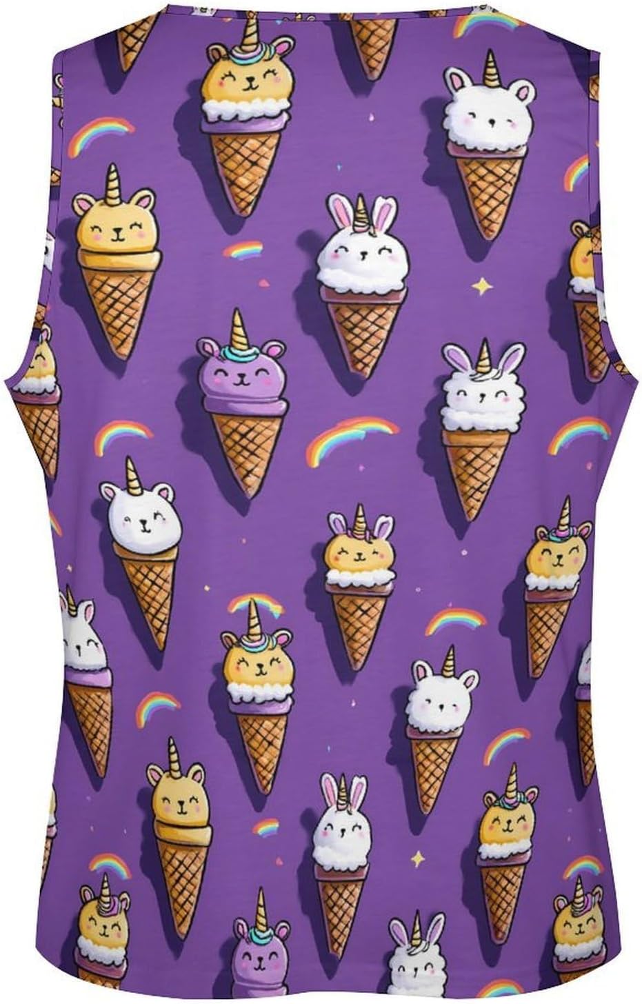 Cute Ice Cream Un-icorns Men's Tank Tops Sleeveless Muscle T-Shirt | Print,Muscle Shirt,for Athletic Running Gym,Workout Shirts,Tee Shirts