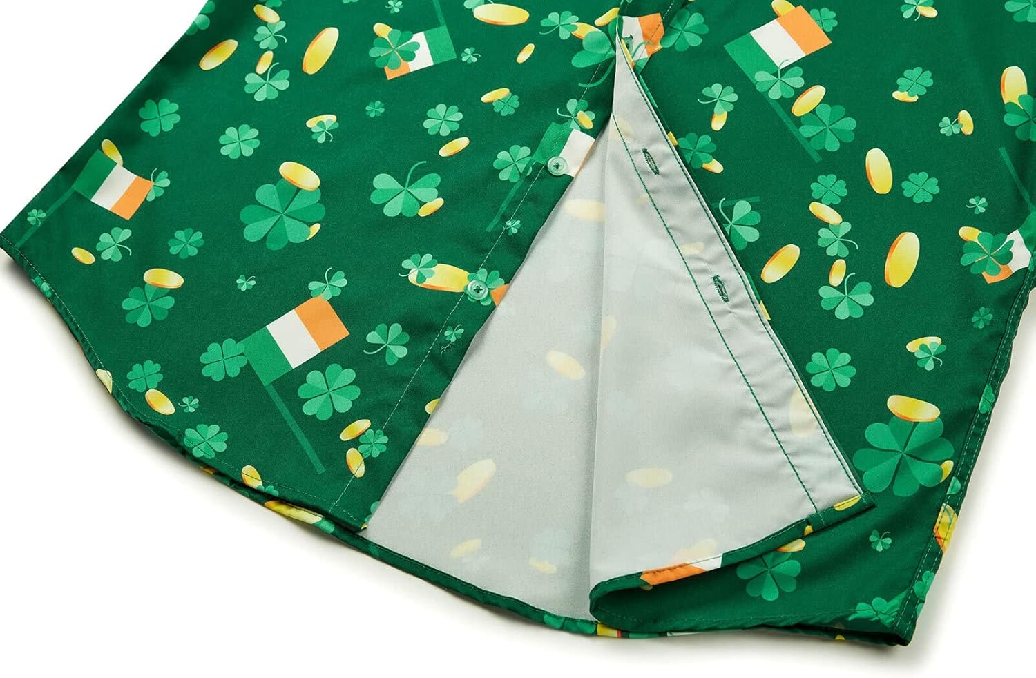 Men's St. Patrick's Day Shirt Funny Irish Flag Clover Short Sleeve Hawaiian Casual Button Down Shirt - Image 6