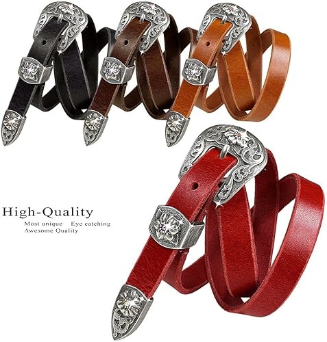 Miniatura 2 de Cinturón de vestir para mujer, cinturón de cintura para mujer, cinturón de cuero genuino completo de 34 pulgadas o 1 pulgada de ancho, opciones