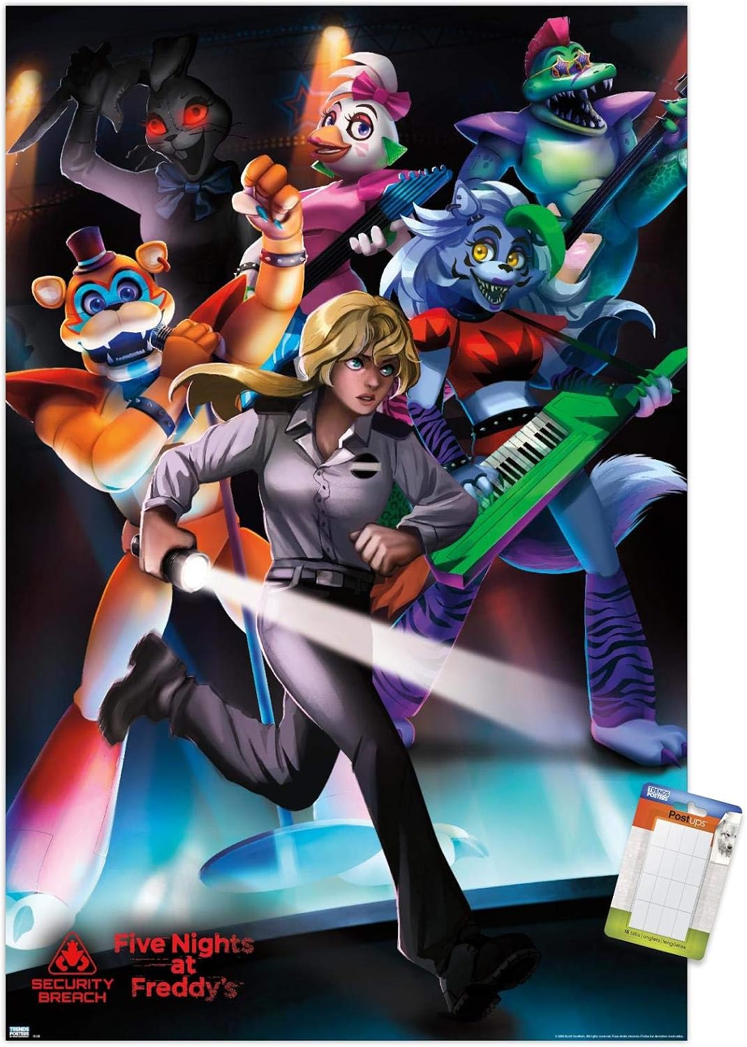 Trends International Five Nights at Freddy's: Security Breach - Group Wall Poster, 22.375" x 34", Poster & Mount Bundle