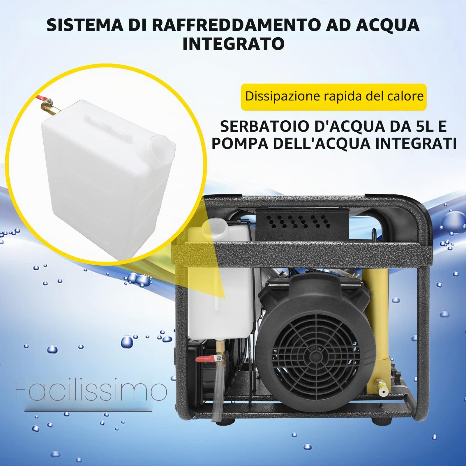 Compressore d'aria TUXING PCP,sistema di raffreddamento ad acqua e ventola integrato,filtro a doppia filtrazione,versione con arresto automatico,per bombole da sub per bombole di paintball (TXEDT032)