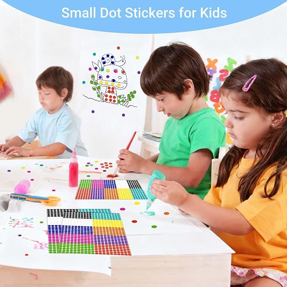 KEYBOO 6000 Pcs Small Dot Stickers 1/4 Circle Dot Stickers Round Color Coding Label Sticker, Colored Small Stickers Tiny Sticker for Toddlers Mini Stickers in 10 Colors for Office,Classroom