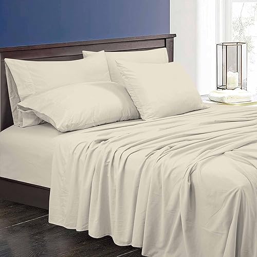 Miniatura 4 de ROYALE LINENS Juego de sábanas Queen de 6 piezas, microfibra suave cepillada de 1800 hilos, 1 sábana bajera y 1 sábana encimera, 4 fundas de