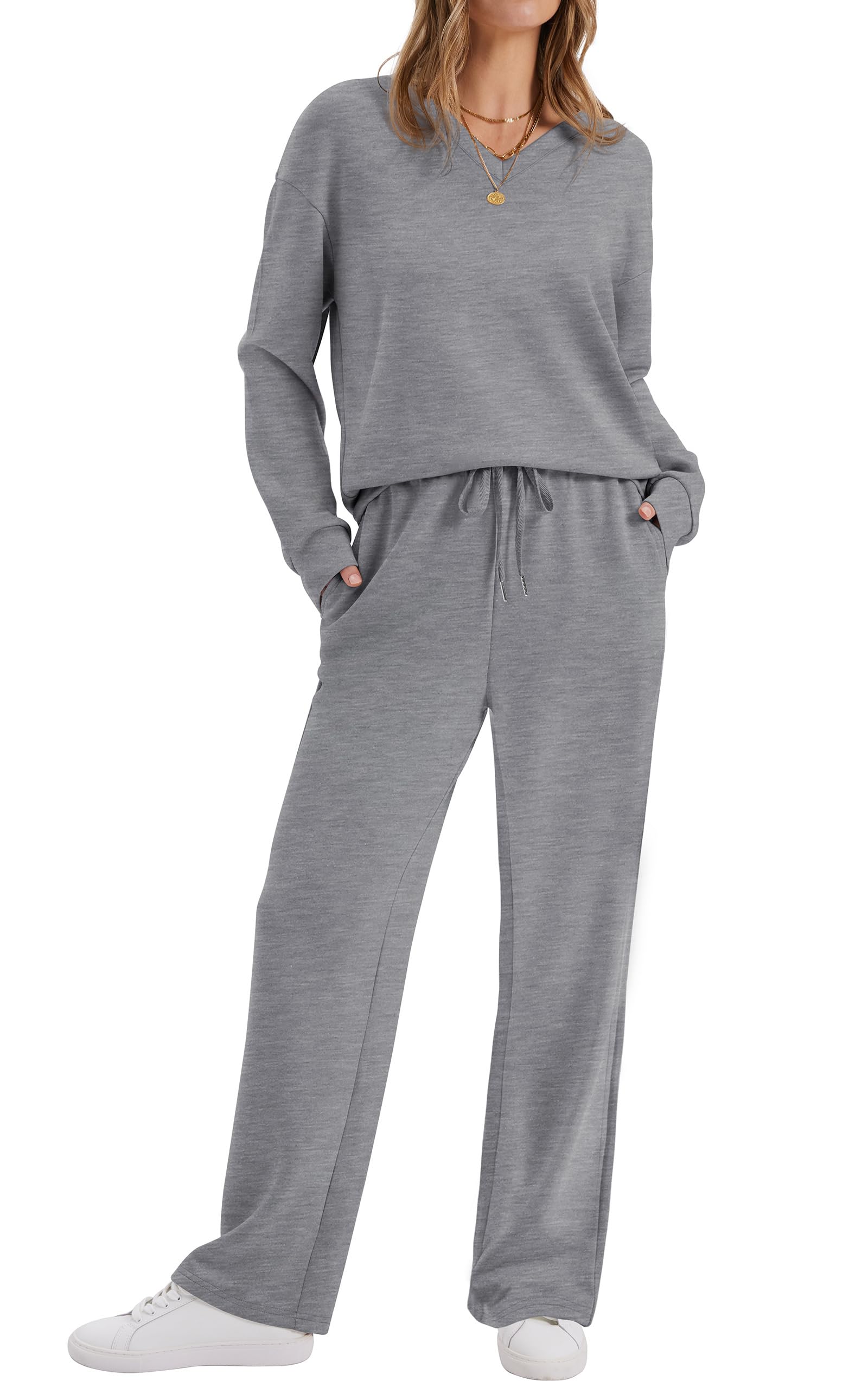 WIHOLL Women's 2 Piece Matching Lounge Set Sweatsuits Fall Outfits