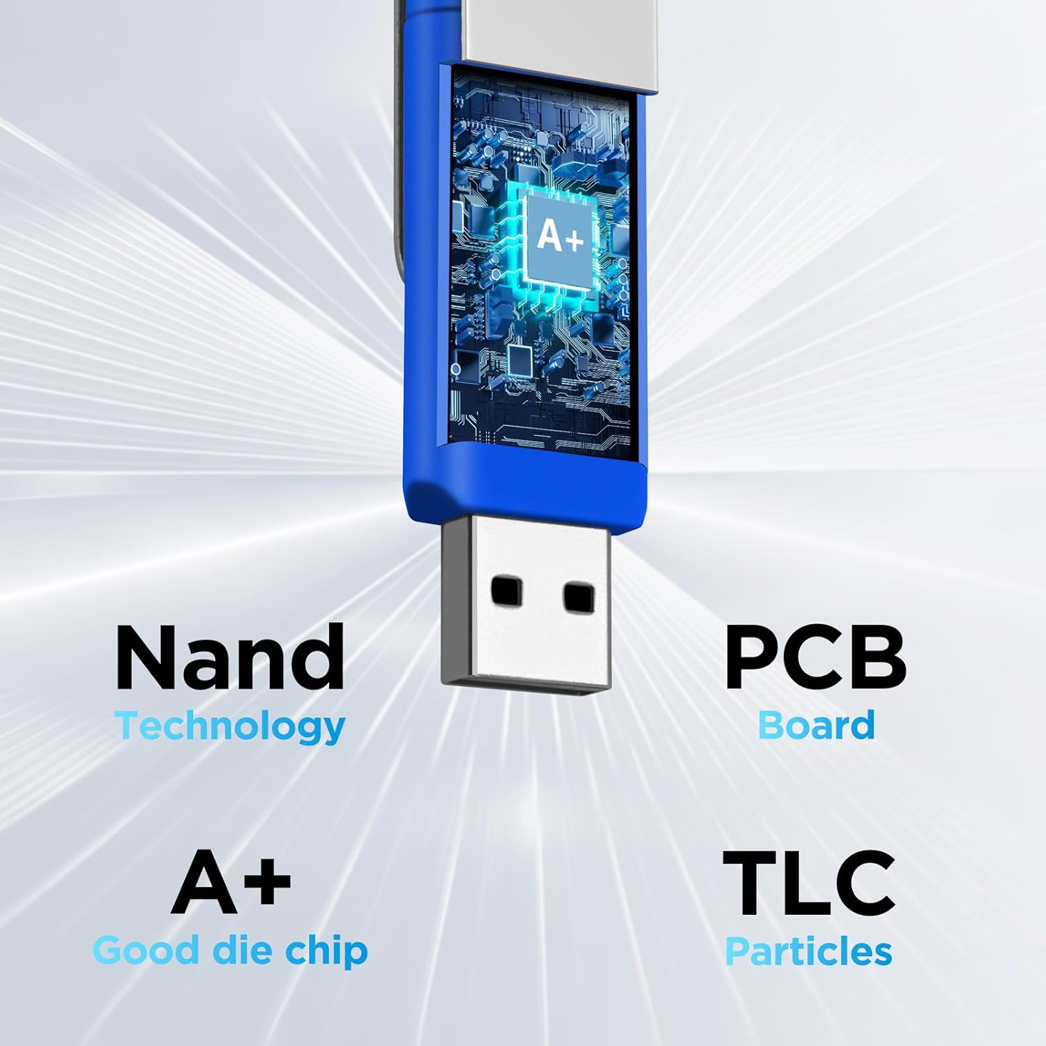 10 Packs of 8GB FAT32 USB2.0 & Type-C Flash Drives, EASTBULL 2-in-1 Dual Flash Drive Bulk USB-A + USB-C Thumb Drives Pack OTG Memory Sticks Compatible with Smartphones, Computers, Tablets, Mac (Blue)