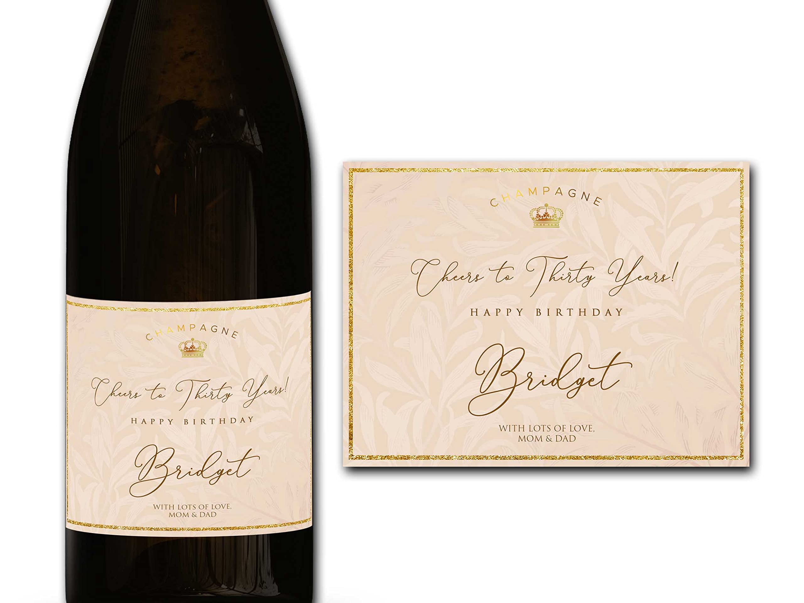forefrontdesigns Personalised Champagne Bottle Label - Custom Champagne Label Bottle Sticker, Perfect for Weddings, Anniversaries, Birthdays & Gifts - Premium Customisable Prosecco Sticker