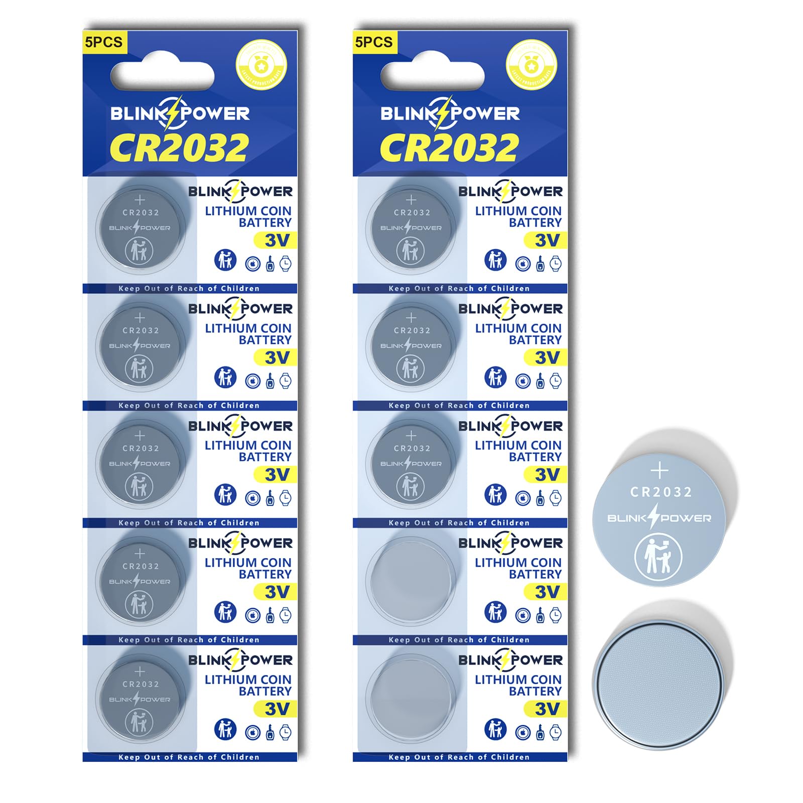Blinkspower CR2032 Lithium 3V Coin Battery, 5 Pack 2032 Battery, Child-Safe & Longest Lasting for AirTag, Car Remote Key — view 8