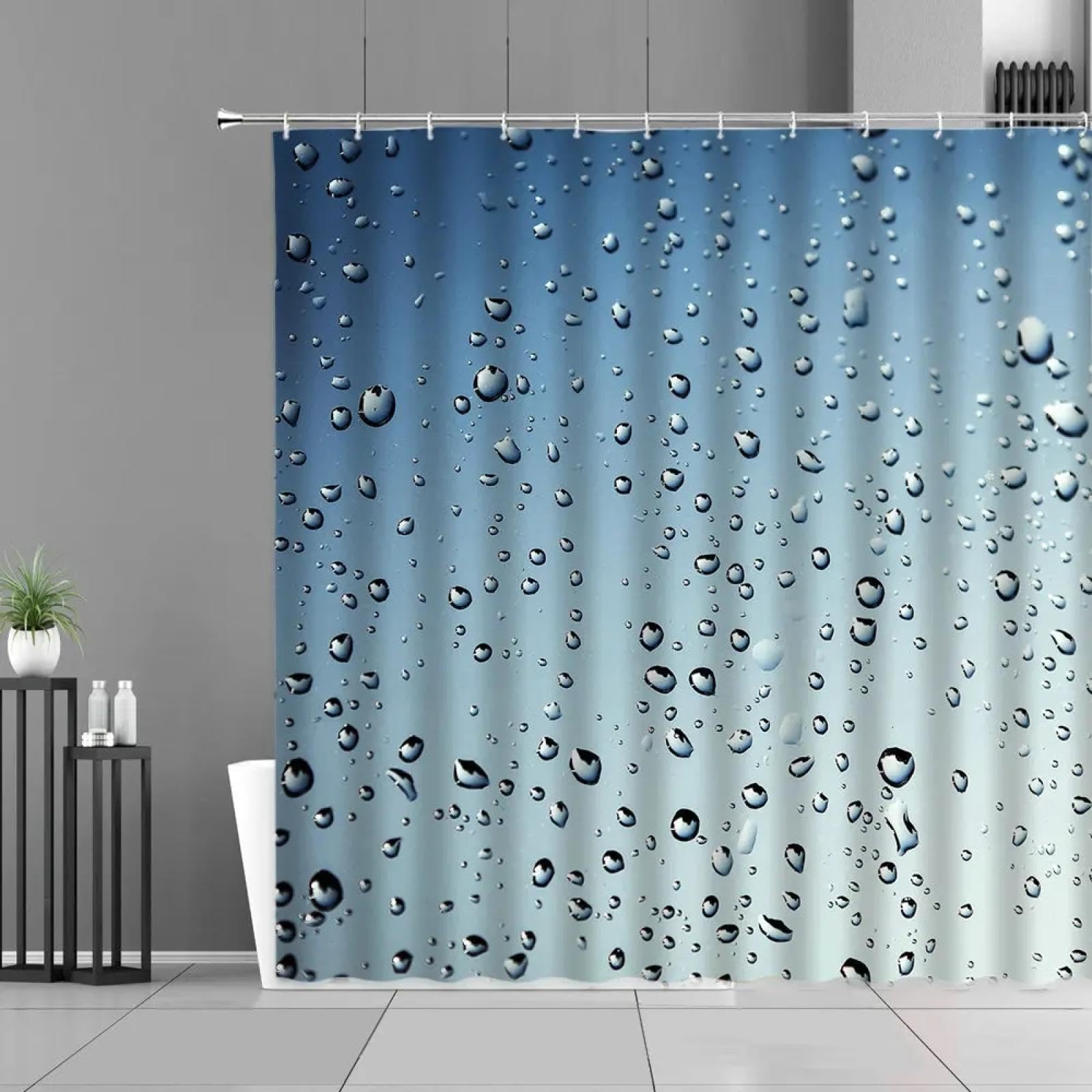 Rideau de douche tissu haut de gamme style gouttes de pluie 120x180