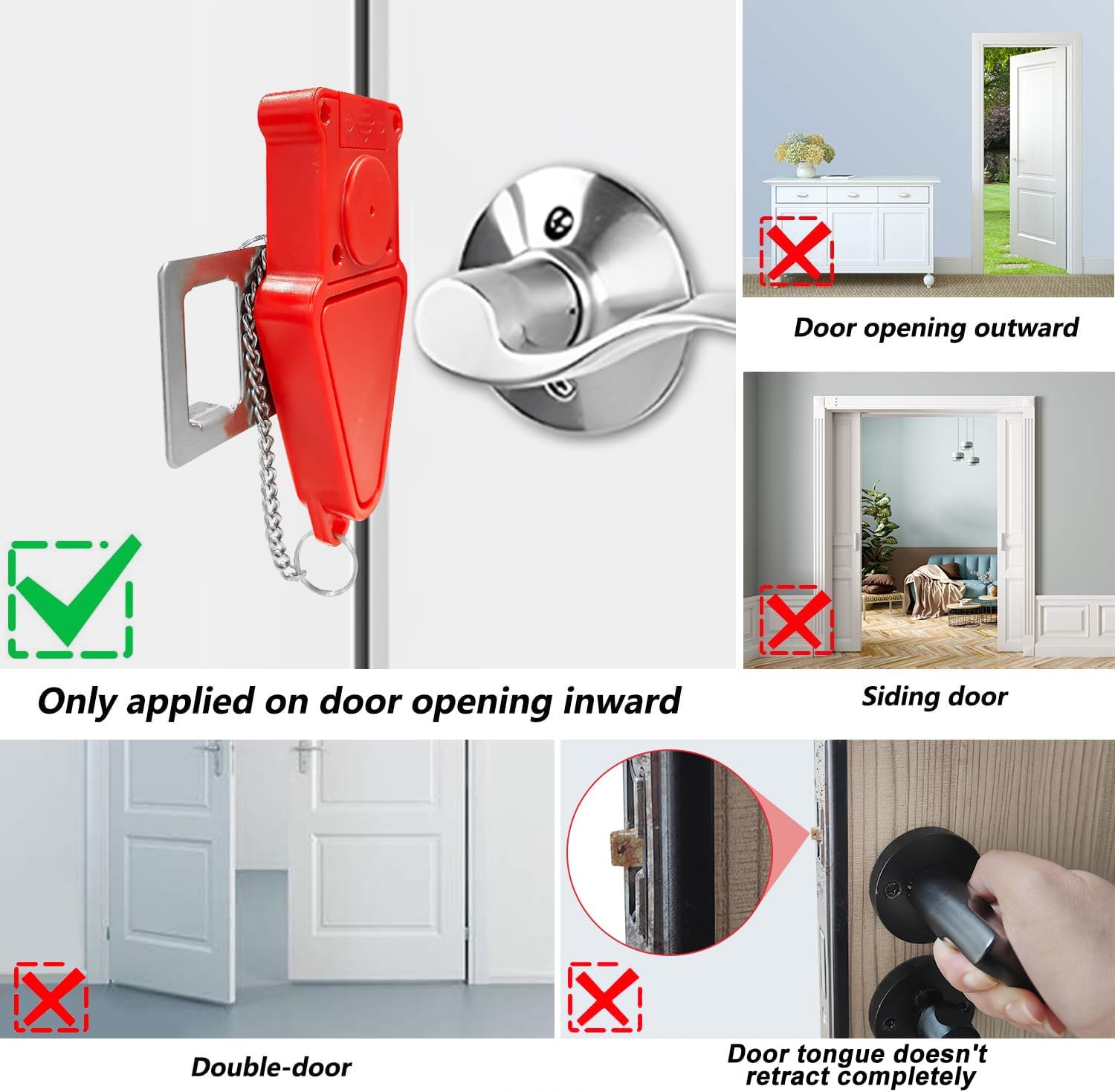 AceMining Portable Door Lock with Door Stop Alarm for Additional Safety and Privacy,Emit an Alarm Sound of 80dB,Perfect for Traveling Hotel Home Apartment College image 2