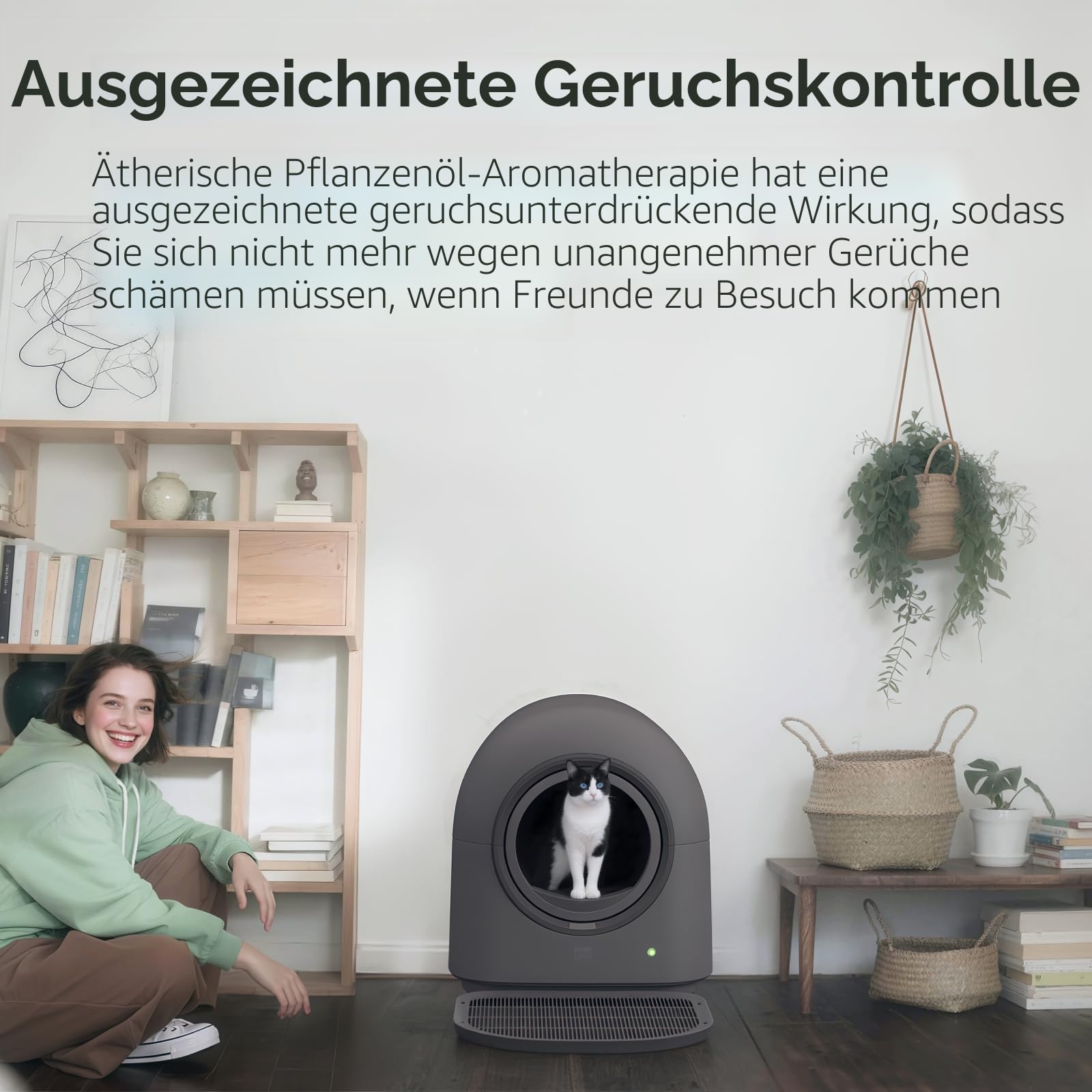 ABRCT Katzenklo Selbstreinigend Katzentoilette L1-PRO, Automatisches Katzenklo Elektrisches, APP-Steuerung, Selbstreinigendes Katzenklo für 2 Katzen Mehrere Katzen, Dunkelgrau