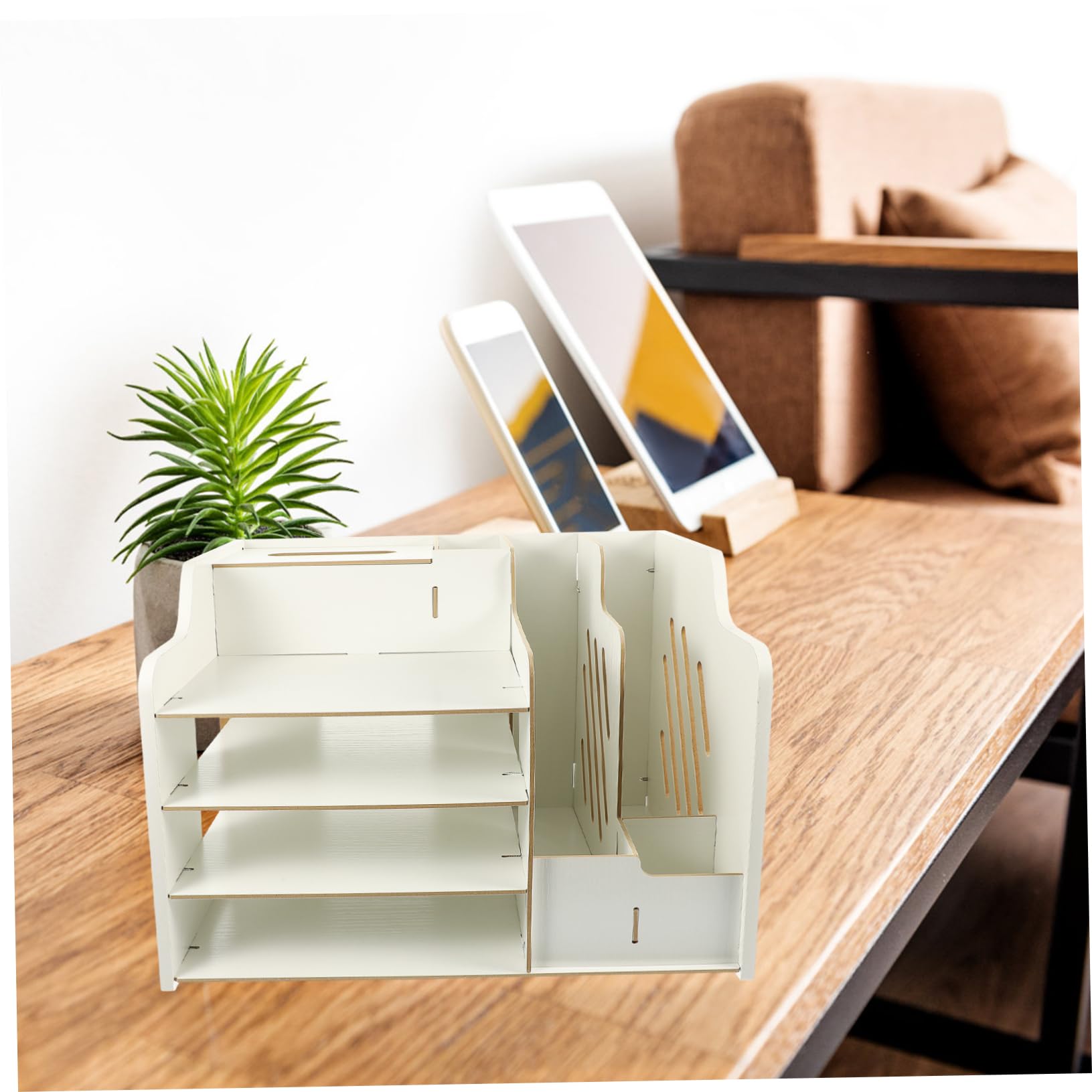 Organizador de Escritorio Multiusos Cajón, Tablero de Densidad Blanco | Compartimentos Versátiles y Diseño Moderno, Decoracion Colegio, para Mesa de Profesores y Aula Escolar