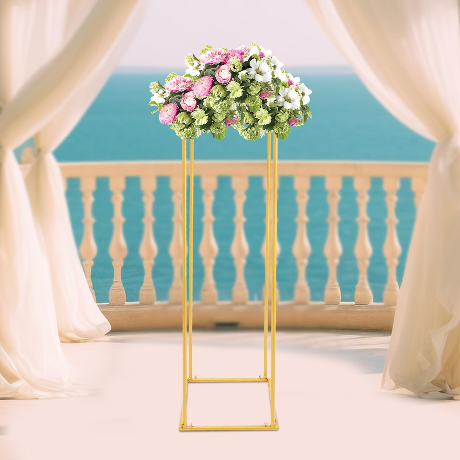 Per centrotavola da matrimonio, vaso da terra in metallo, supporto per fiori, vaso geometrico alto 180 cm, supporto rettangolare per la famiglia e il matrimonio