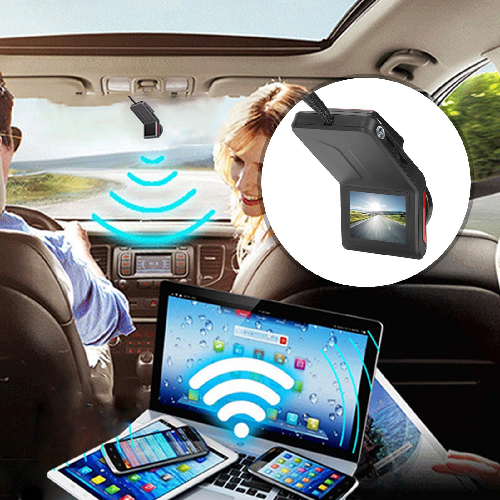 Sxhlseller Kamera Samochodowa 1080P K18 z Dwoma Obiektywami i Rejestratorem Jazdy GPS WIFI, Zdalnym Monitorowaniem, nocą dla Bezpieczeństwa Pojazdu