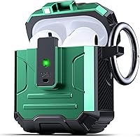 Vista 32 de DASFOND Armor - Funda rígida para auriculares Airpods Pro, grado militar, protección completa, a prueba de golpes, soporte de carga inalámbrica