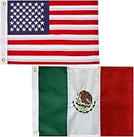 Vista 9 de Bandera mexicana de Bradford 12x18 pulgadas, banderas de barco mexicanas bordadas Bandera Mexicana México para exterior, pequeñas banderas MX