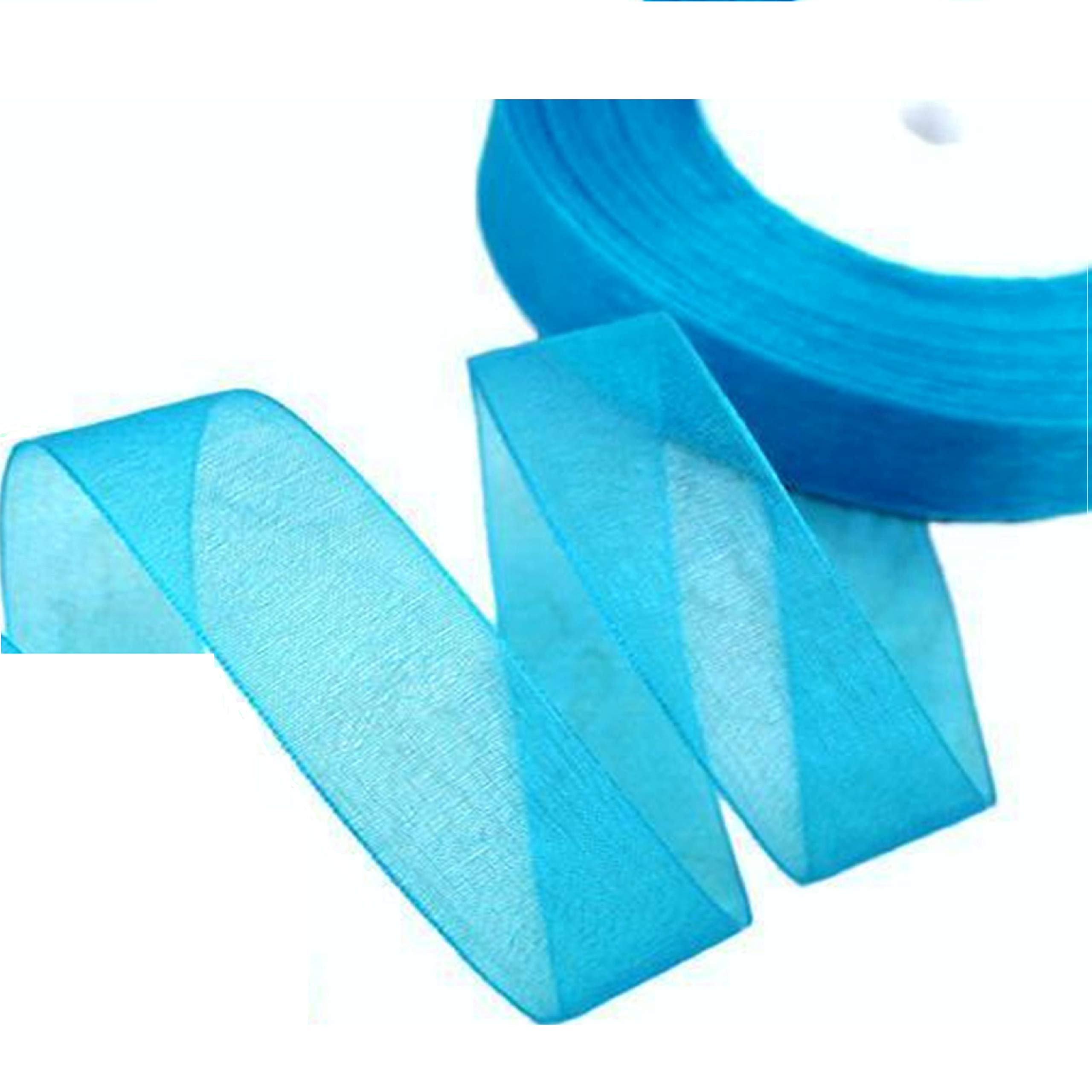 Gcs Turquiose Organza Ribbon Scrapbooking, For Gifts Wrap Sew Party, Decorations Events Dress Wedding Christmas Crafts, Bows Car, Floral Balloons Diy, Bouquets, Cake 46 Meters / 50 Yards Rolls (10Mm, )