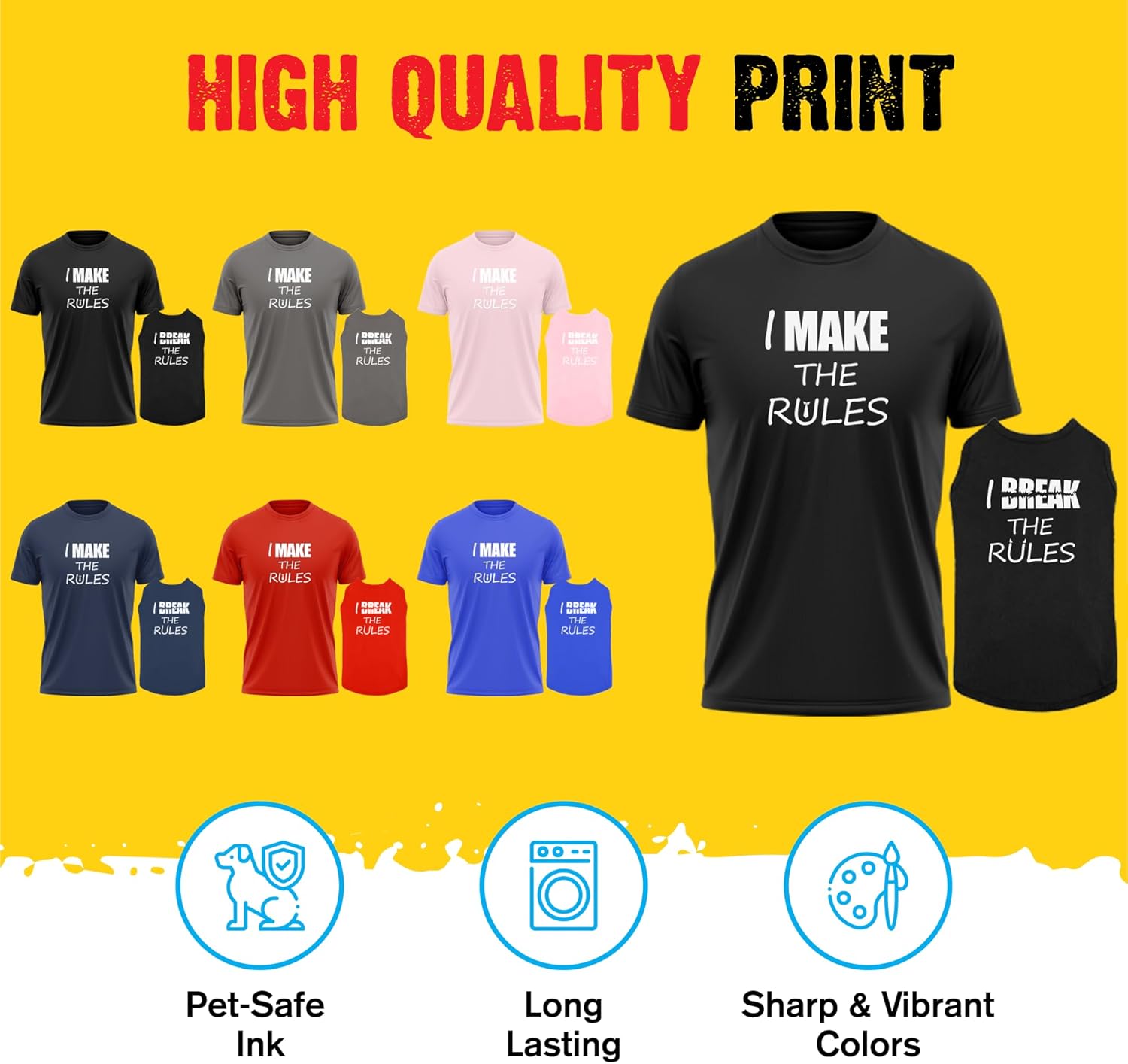 Dog and Owner Matching Clothes - Adorable I Make The Rules I Break The Rules Pet & Owner Matching Outfits with Owners - Soft Pet Clothes - Premium Dog Shirt Bundle is a Great Gift for Christmas