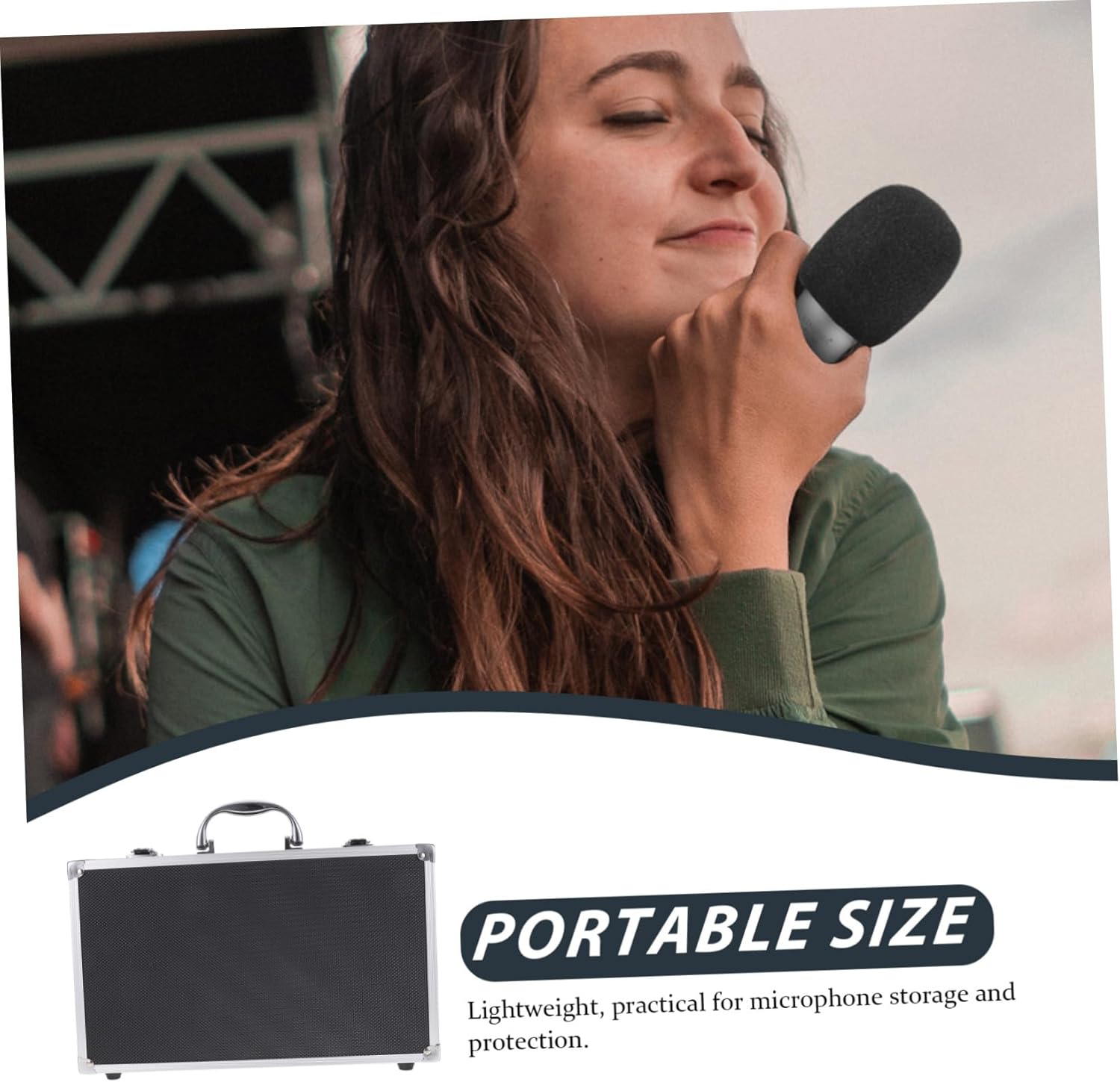 Simple Suitcase 2 Holder Slots Carry Case for Mics Organizer Container
