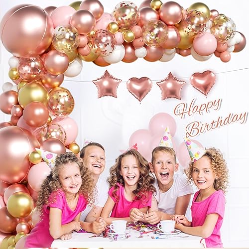 Miniatura 5 de FOTIOMRG Kit de guirnalda de arco de globos de oro rosa de 154 piezas, globos metálicos de oro rosa y oro rosa blanco para cumpleaños, baby shower,