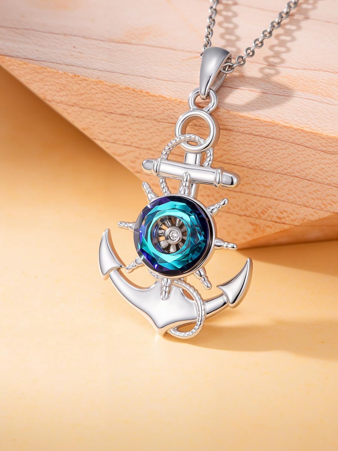 Crystal Ocean Necklace S925 Sterling Silver Ocean Jewelry Valentines Day Gifts for Women - Image 4