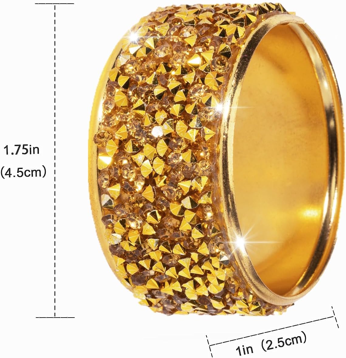 Rhinestone Napkin Rings Silver Set of 12,Crystal Napkin Holder Crushed Diamond Serviette Buckles for Dinner, Wedding, Party, Holiday, Banquet,Everyday Table Setting Decor (12, All Gold Crystal)