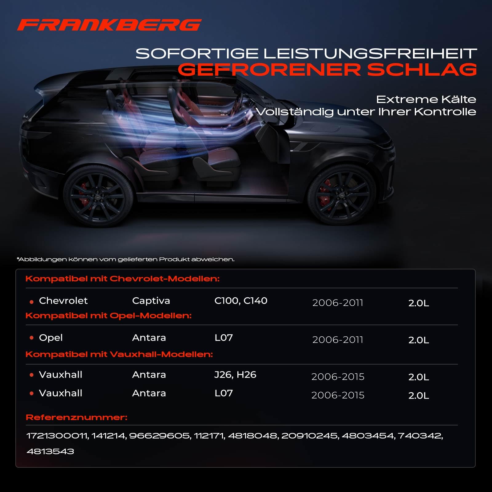 Frankberg Kompresor klimatyzacji kompatybilny z Captiva C100, C140, 2006-2011, Antara L07 2006-2011, Antara J26, H26, L07, 2006-2015, 2,0 l, Diesel Replace# 96629605