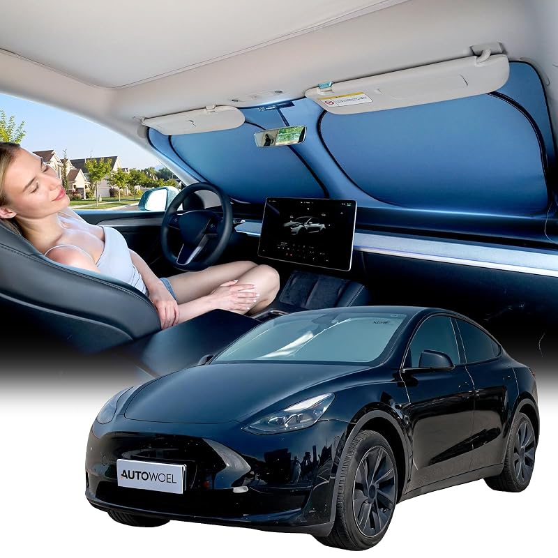 Protetor Solar Refletivo para Para-brisa AUTOWOEL Tesla Model 3 e Model Y 2014–2026 QD25A