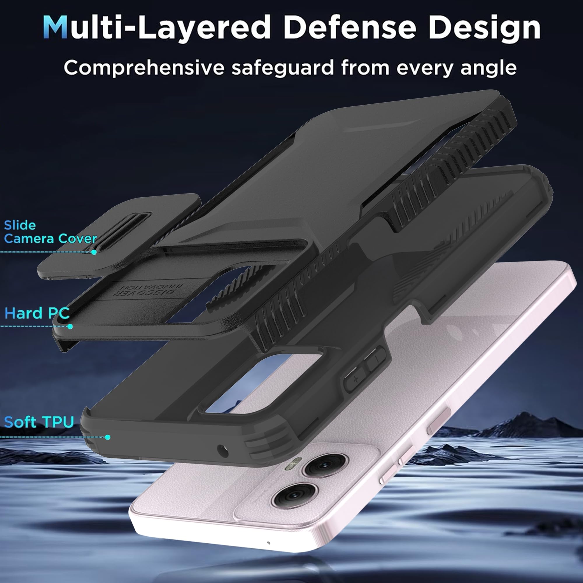 Funda para Motorola G Power 5G 2024 con 1 protector de pantalla HD y cubierta de cámara deslizante [grado militar], funda protectora resistente a prueba de golpes para Moto G Power 5G 2024