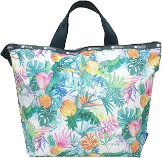 Lauren Roth Uluwehi HAWAII EXCLUSIVE Easy Carry Tote Crossbody + Top Handle Handbag, Style 2431/Color K605, Vibrant Tropical Flowers & Pineapples, Lauren Roth Signature Printed on Pattern