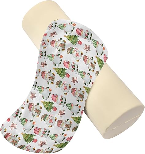 Miniatura 2 de Christmas Tree Gnomes Green Bolster Pillow Spa Cervical Neck Roll Pillow Cover Small Round Pillows Circular Pillow Cushion Lumbar Support
