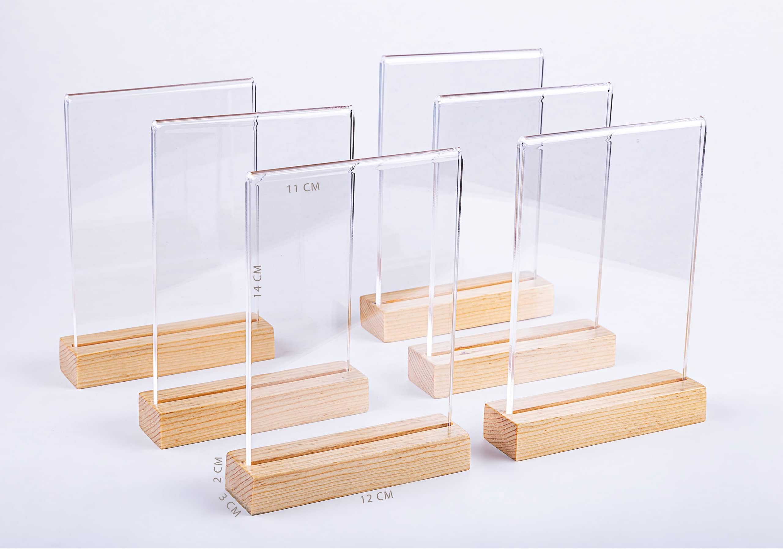 SET DE 6 PORTA MENUS BASE MADERA 1/4 CARTA (11CMX14CM) , SOPORTE DE ...