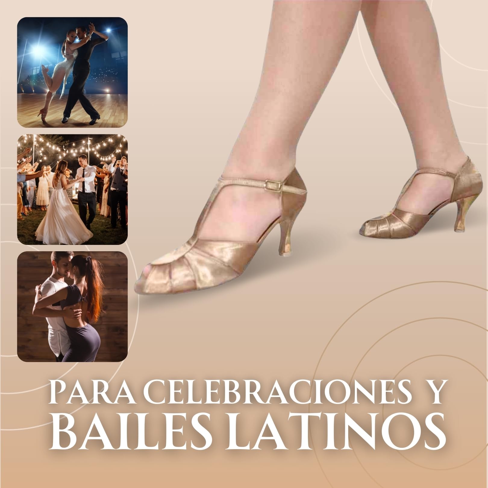 Zapatos de Baile Latino para Mujer Carla, Zapatos Cómodos de Fiesta para Salsa y Bachata, Hechos a Mano
