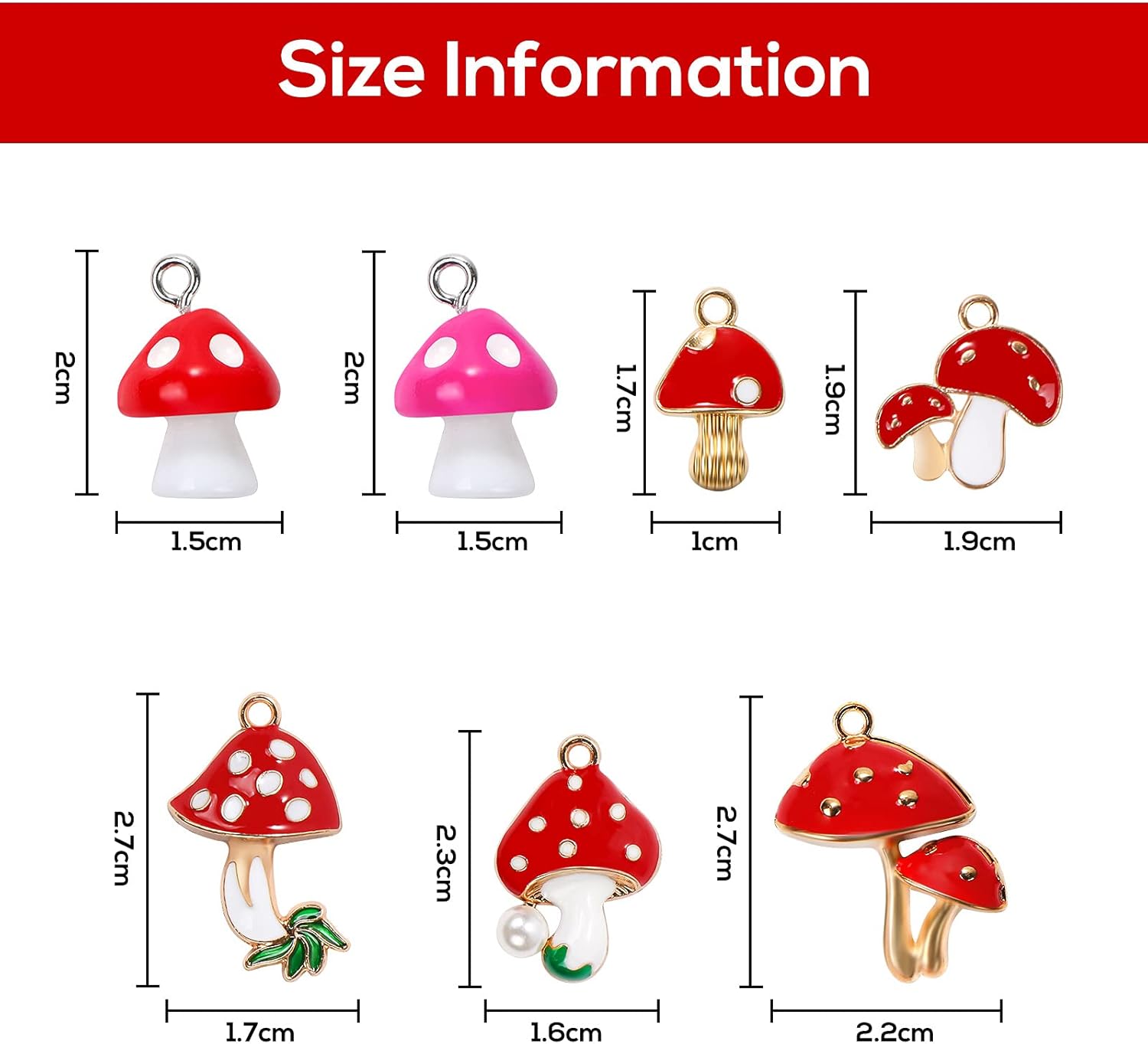 30 pcs Mushroom Pendant Charm for Jewelry Making,7 Styles Alloy Enamel Resin Charms with Holes,Red and Pink Mushroom Beads for DIY Bracelet Necklace Jewelry Crafts Accessory Making, M-32 - Image 2