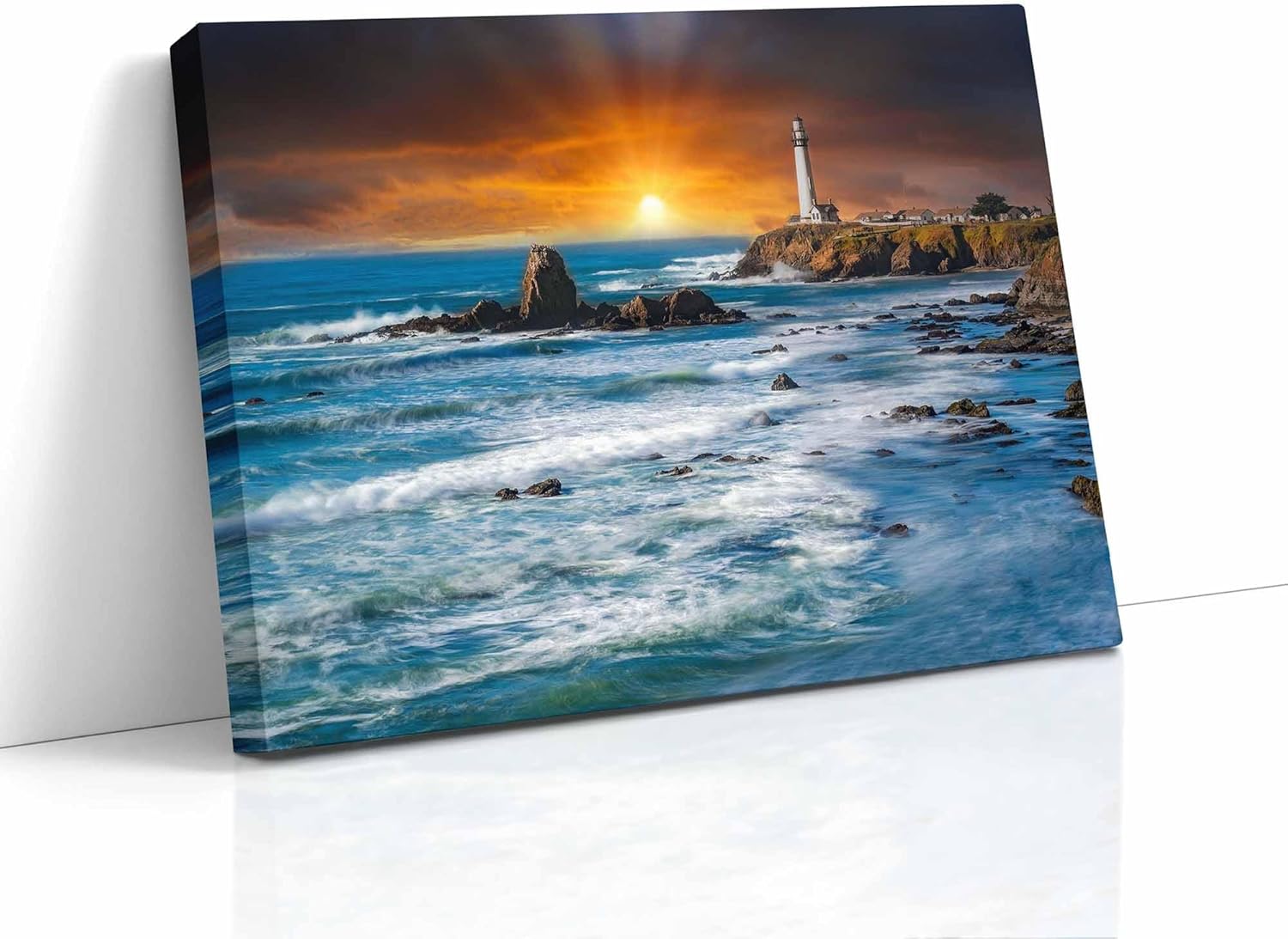 Pigeon Point Lighthouse Picture, California Coastline Ocean Picture, Relaxation Artwork Nature Photo for Meditation, Office, and House Decor (Metal Print, 30x40 inches)