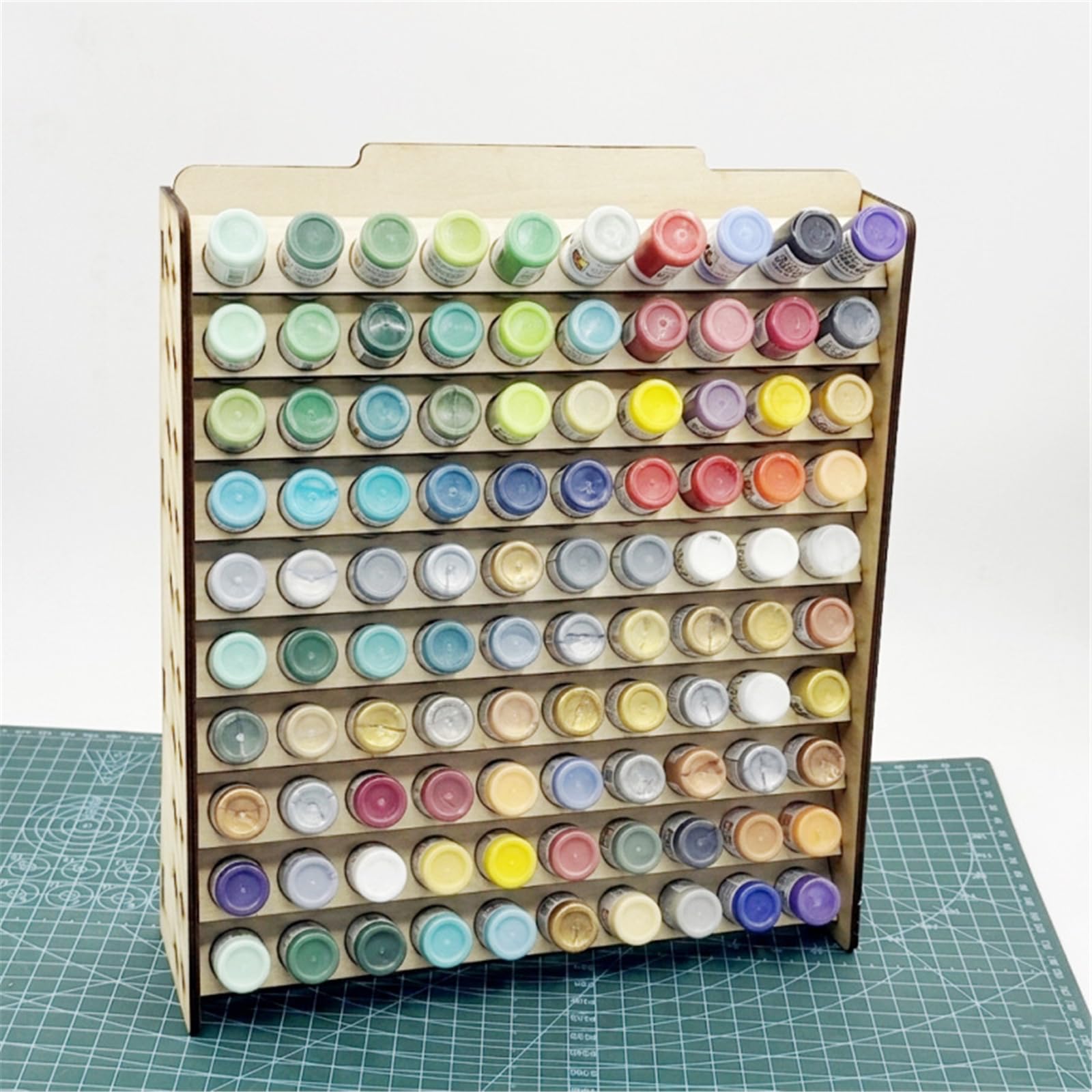 Basswoods - Solución de almacenamiento de pintura elegante de varios niveles, organizador de almacenamiento de pintura de madera, soporte de suministros de arte, planificador de sombra de