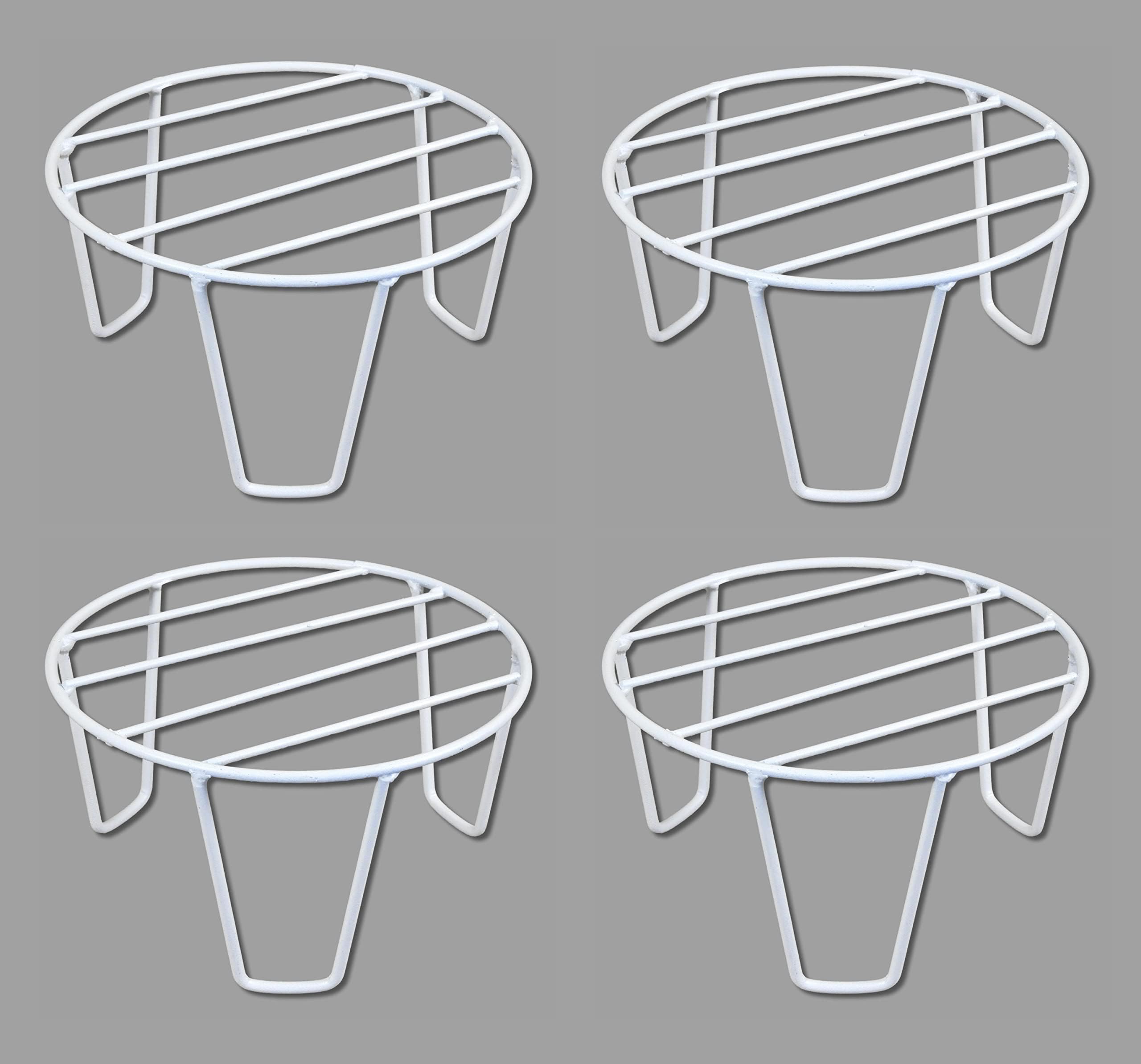 ORCHID ENGINEERS Iron Indoor/Outdoor Flower Pot/Plant Stand for Home Garden Balcony Living Room Decor (White-Set of 4)