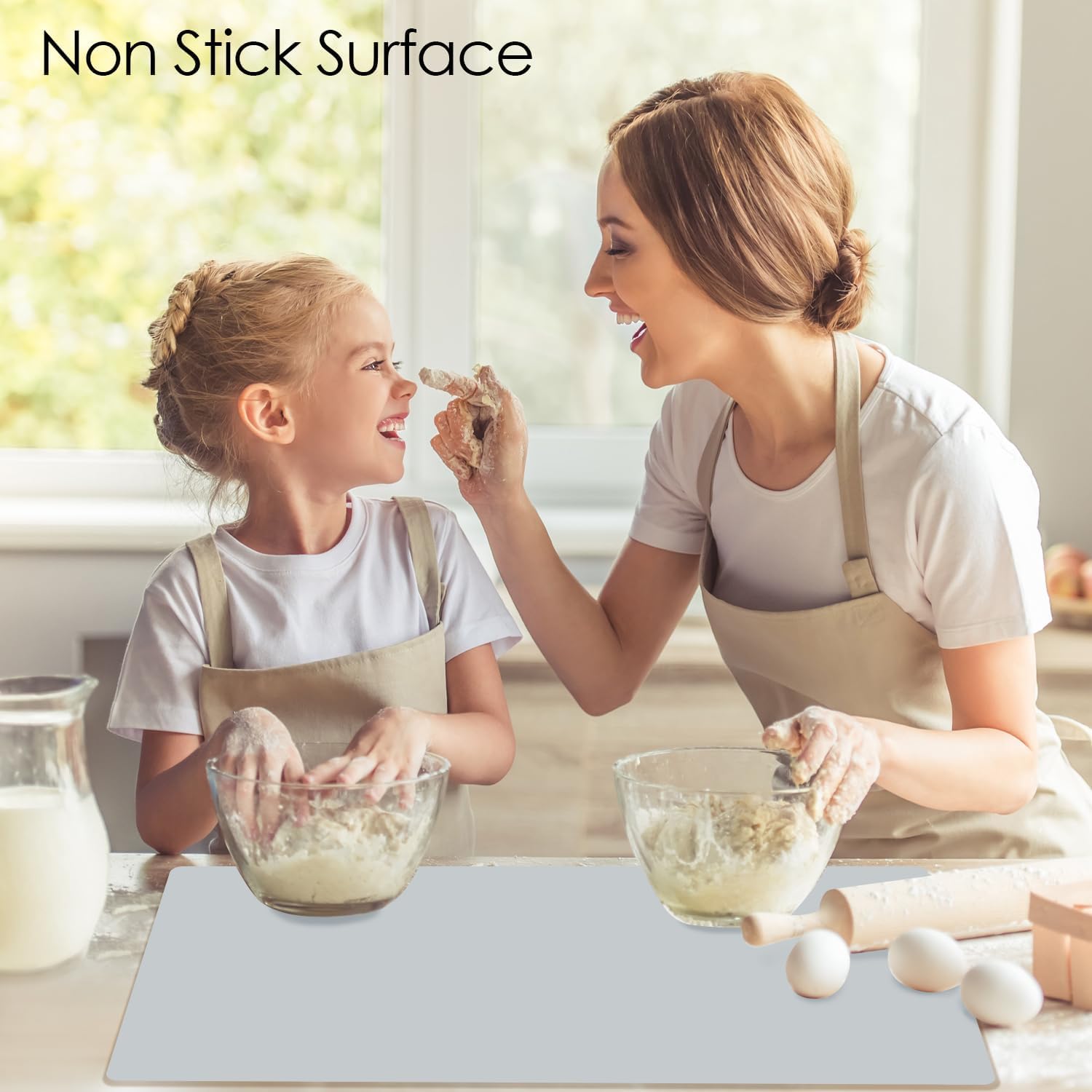 Extra große flexible Silikon-Tischsets für Kinder – Rutschfest, wasserdicht, hitzebeständiger Arbeitsflächenschutz – Backmatte, 70 x 50 cm Grau, 1 Stück