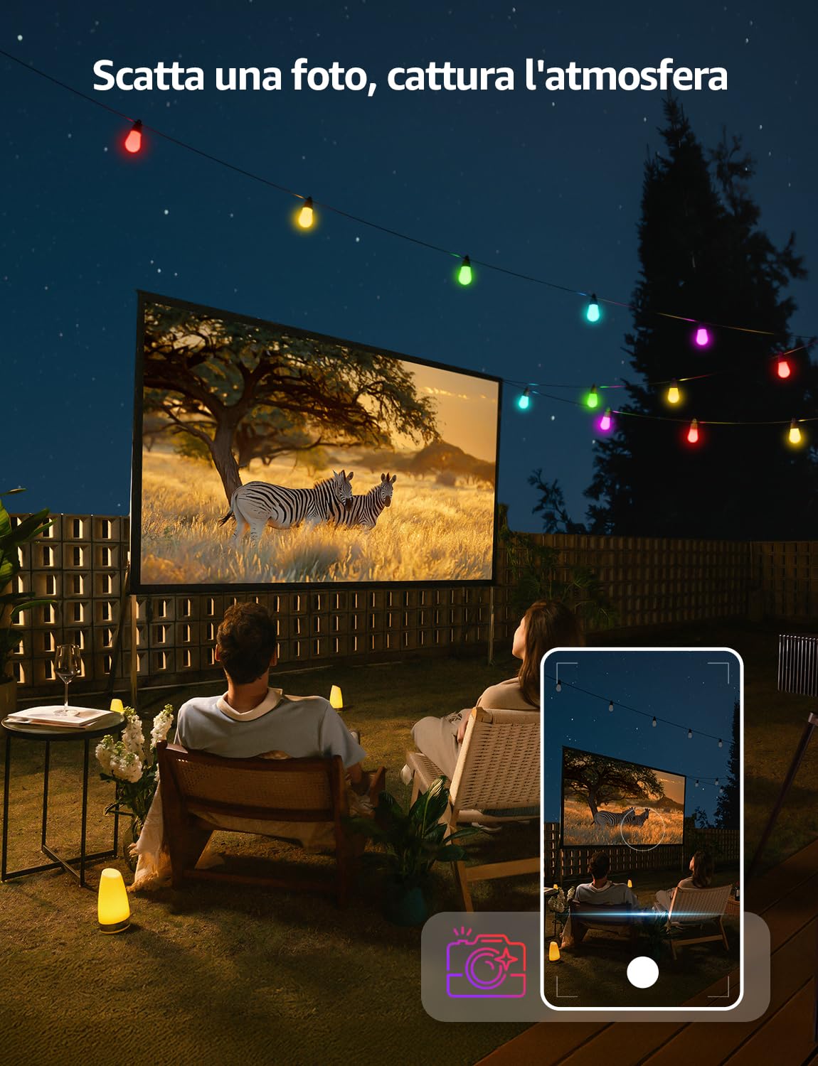 Lepro ZB1 AI Luci Esterno 15M per Balcone,Giardino, Natale Decorazioni | Catena Luminosa Esterno Funziona con Alexa/Google Home,Progettista Illuminazione AI Personalizzato,Modalità Multiple