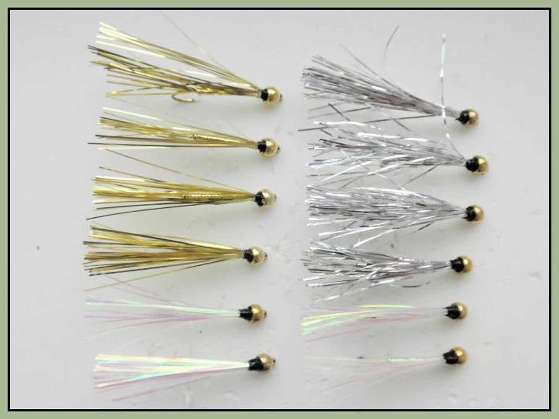 Gold Head Trout Flies, 12 Pack Gold Silver and Pearl Sparklers, Size 10, Lures