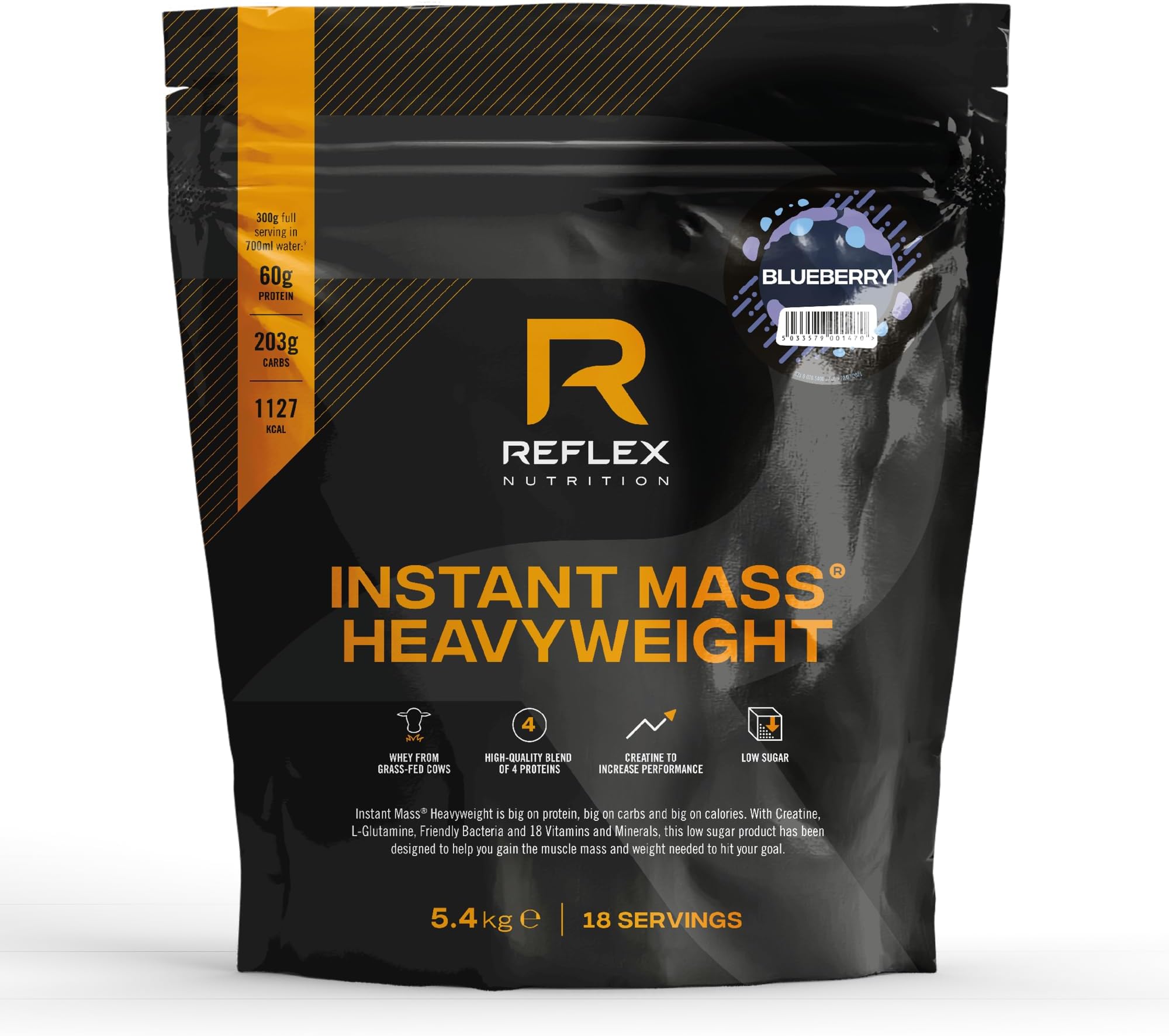 Instant Mass Heavyweight | Mass Protein Powder | Over 1000 Calories Per Serving | 60g Protein | 18 Vitamins (Blueberry, 5.4kg)